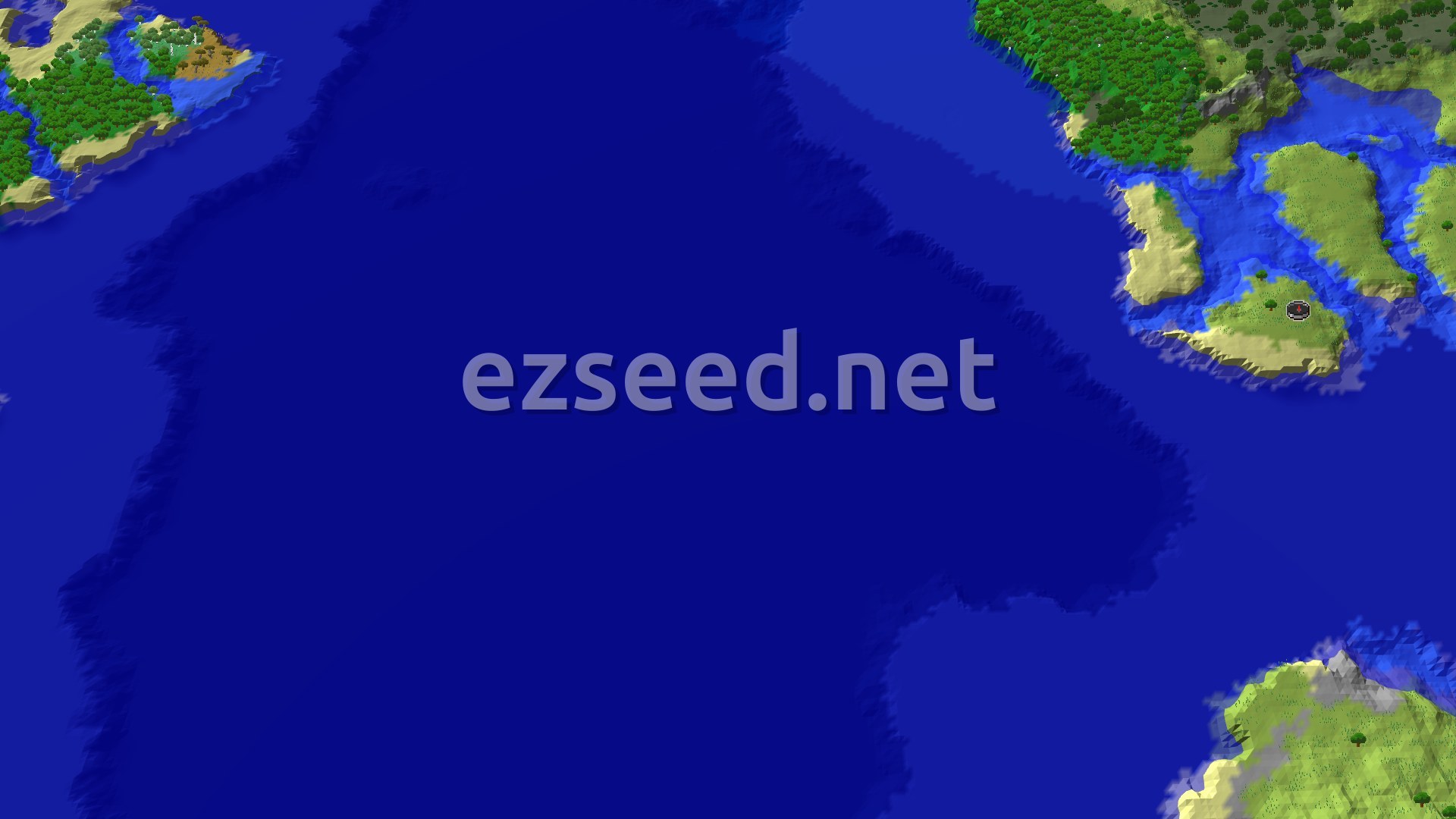 Aerial Minecraft seed map — Spawn on a Plains Peninsula, Village and Trial Chambers Near