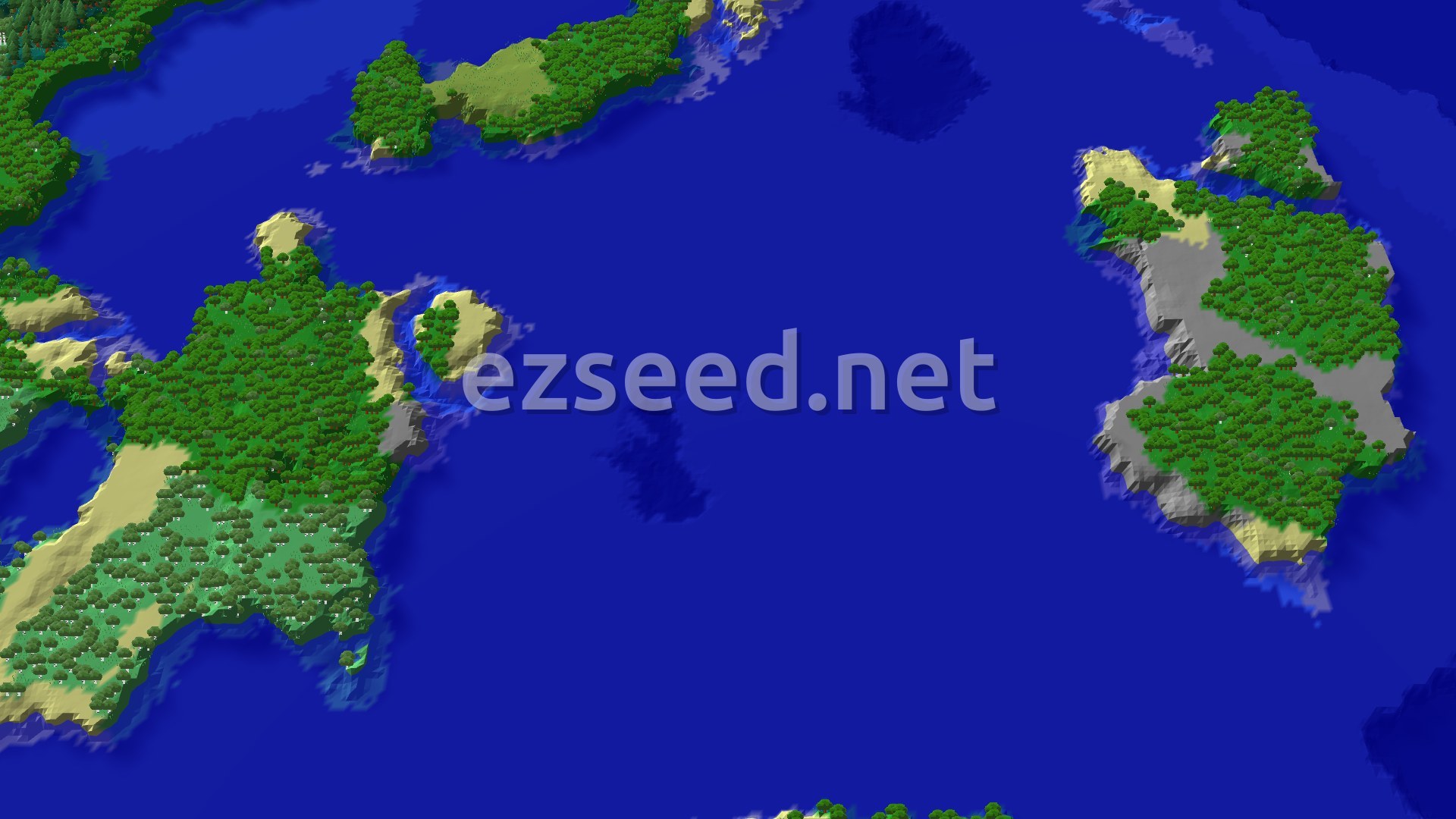 Aerial Minecraft seed map — Forest Island Start with Nearby Portal and Chambers