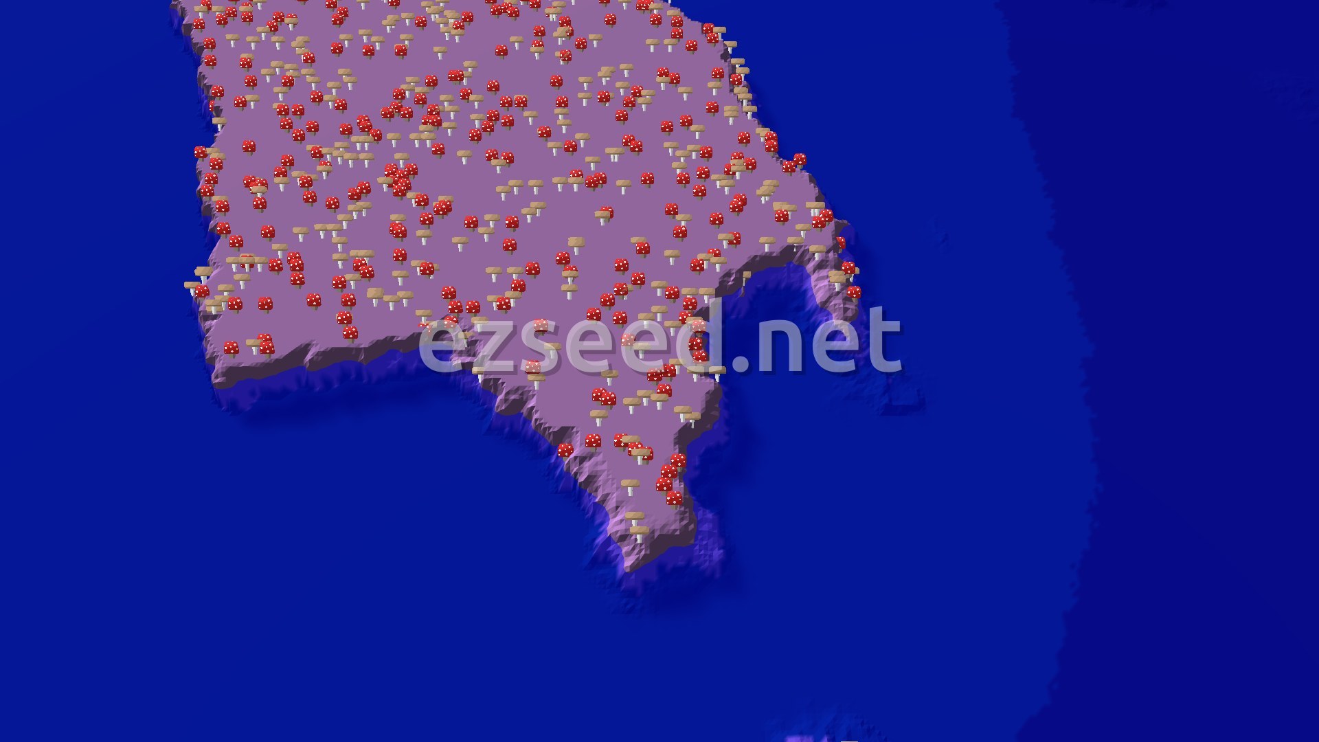 Aerial Minecraft seed map — Mushroom Fields and Ancient City
