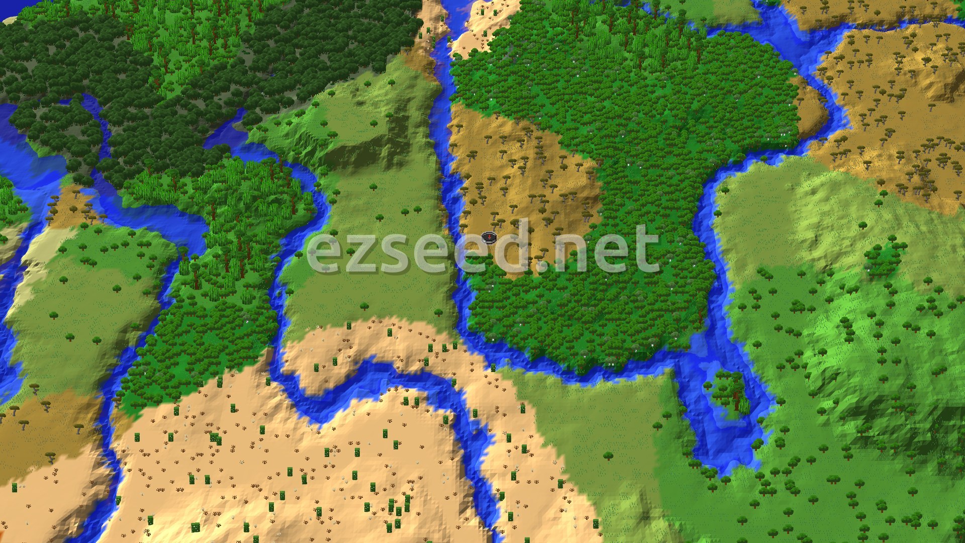 Aerial Minecraft seed map — Savanna Spawn With Nearby Trial Chambers