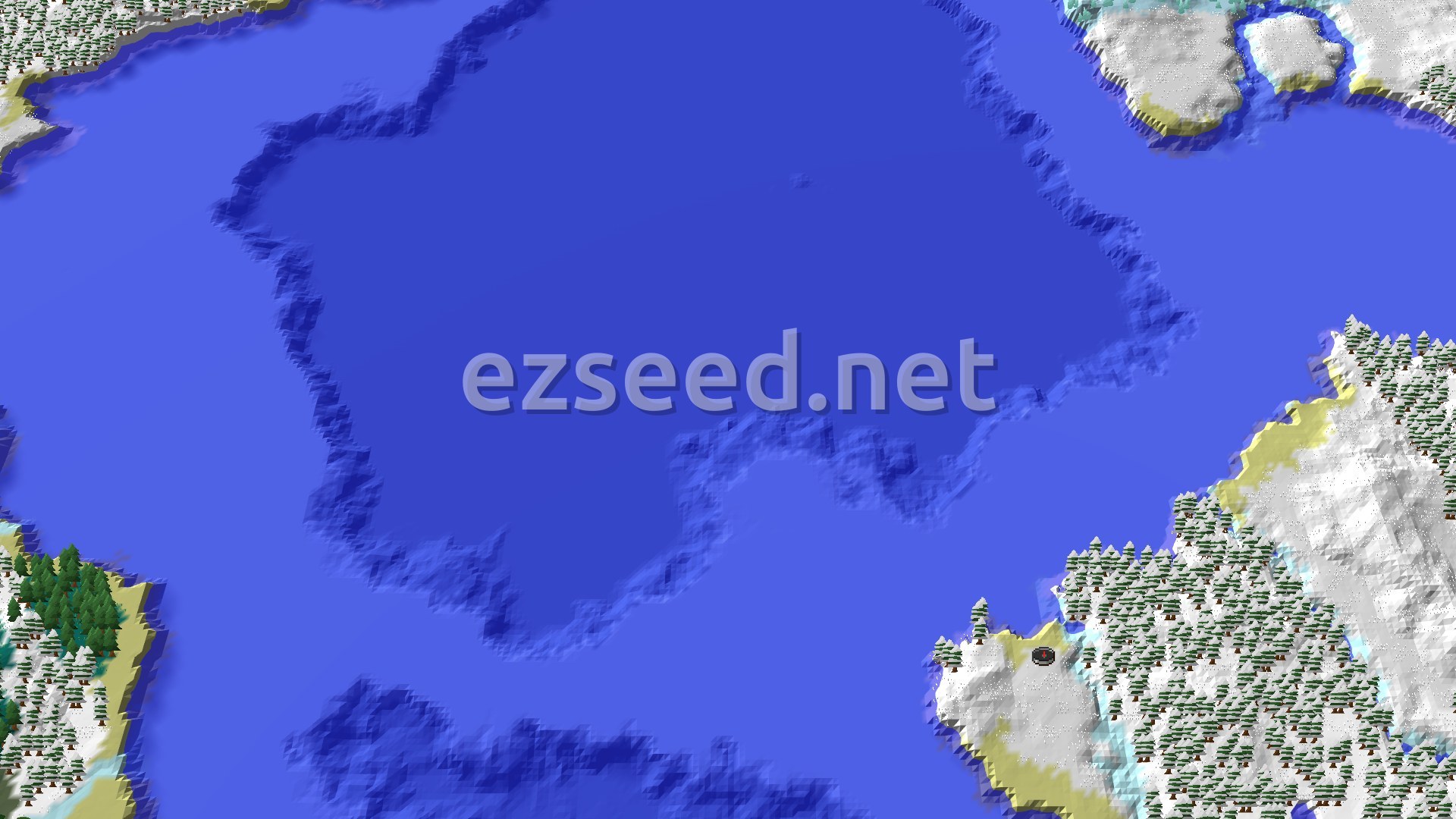 Aerial Minecraft seed map — Spawn Near a Trial Chambers and Ocean Monument