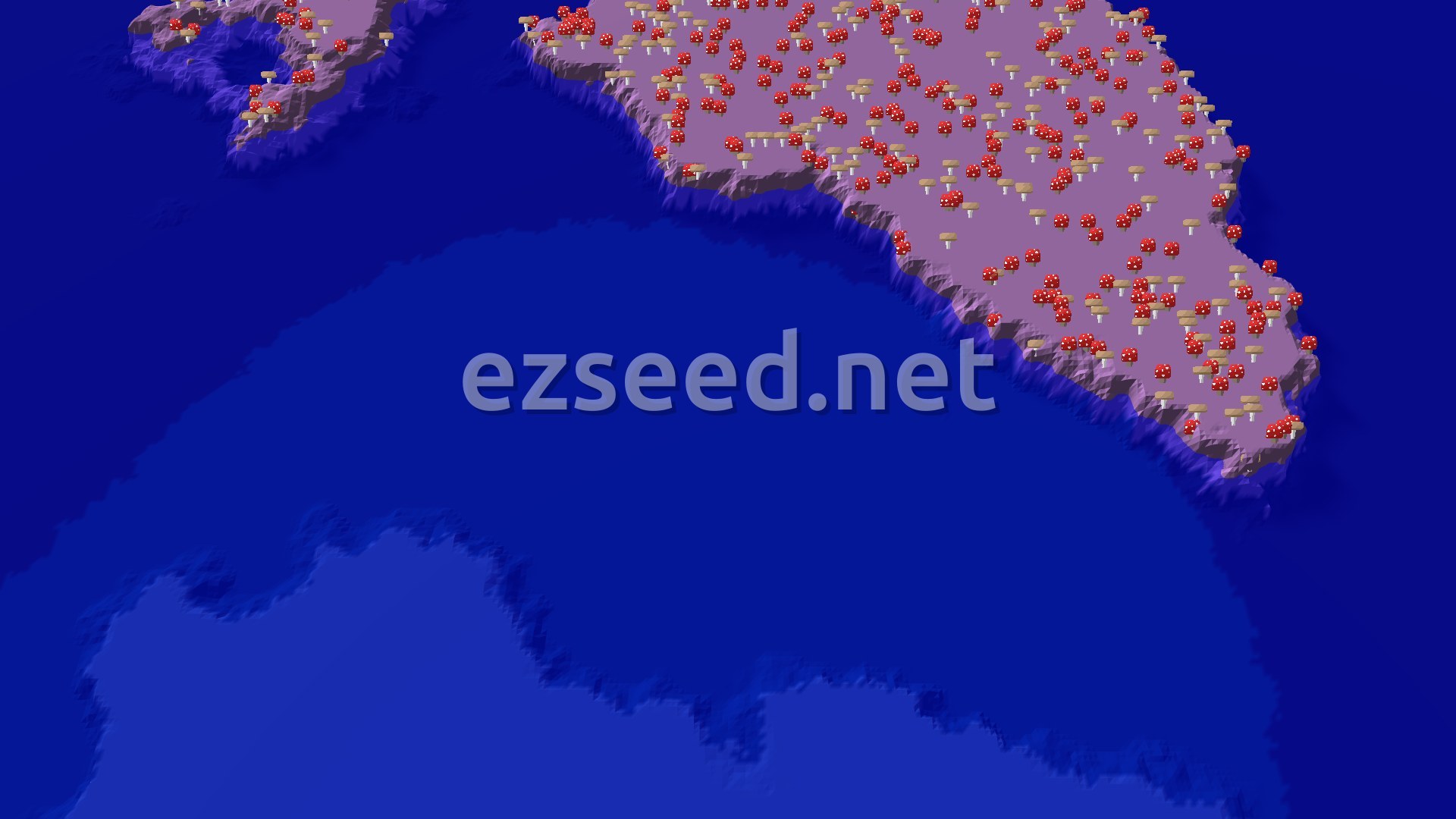 Aerial Minecraft seed map — Mushroom Island and Ancient City Close to Spawn