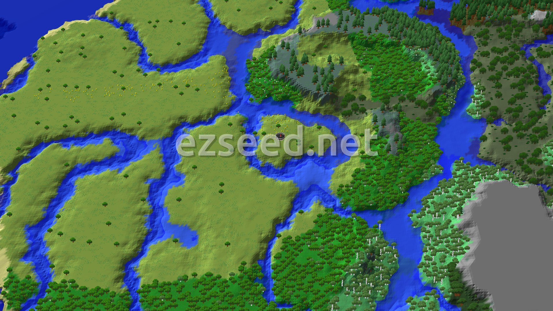 An aerial view of a mostly flat, green landscape with numerous winding rivers, scattered trees, and a few patches of brighter green.
