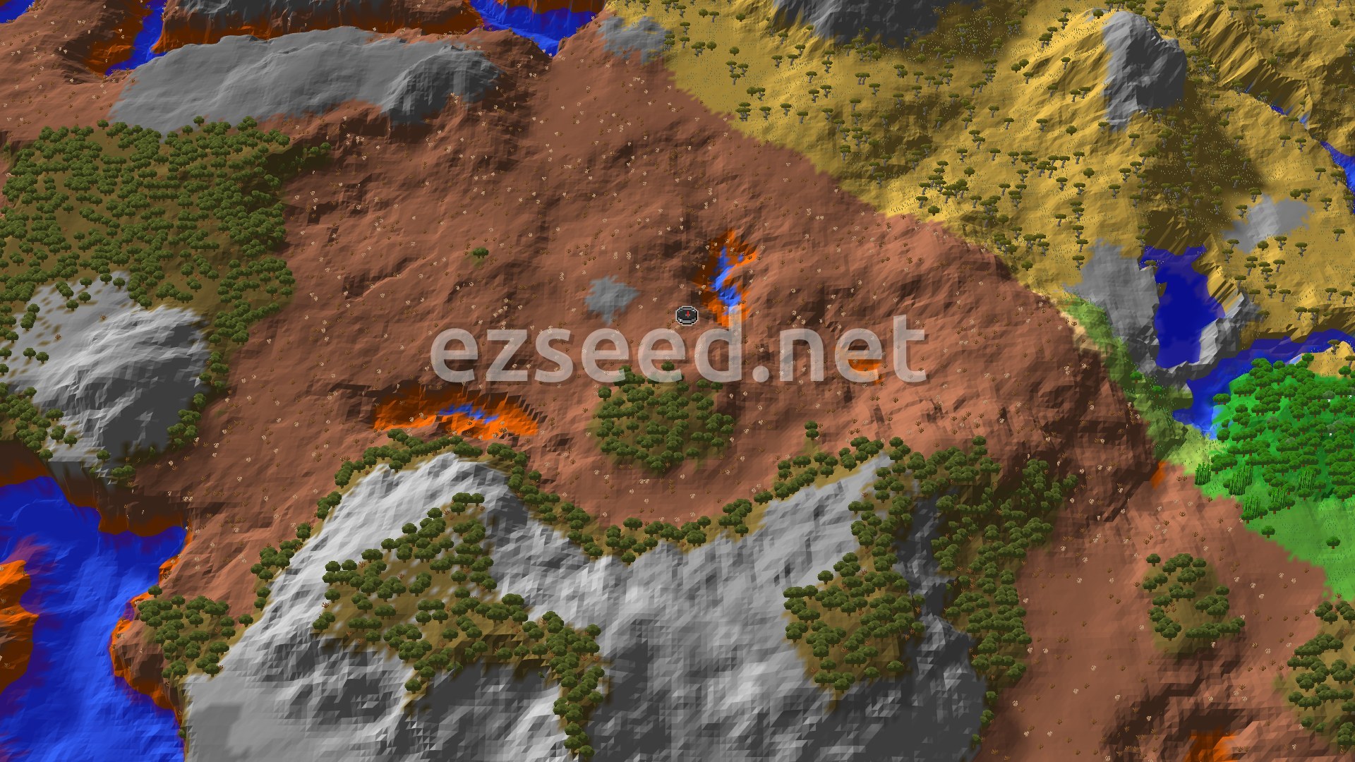Aerial Minecraft seed map — Ancient City And Badlands Spawn