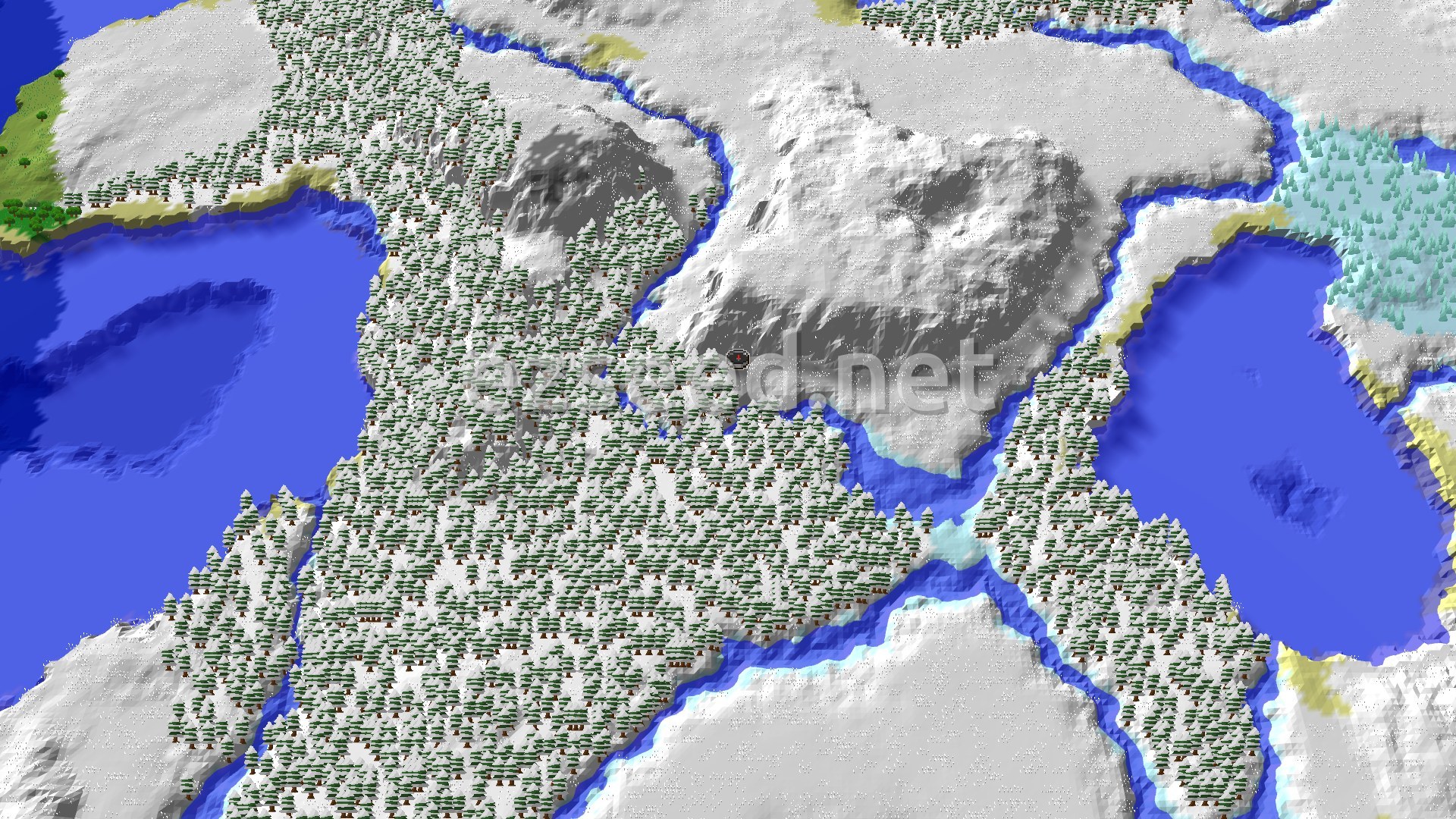 Aerial Minecraft seed map — Nether Fortress Near Spawn Portal