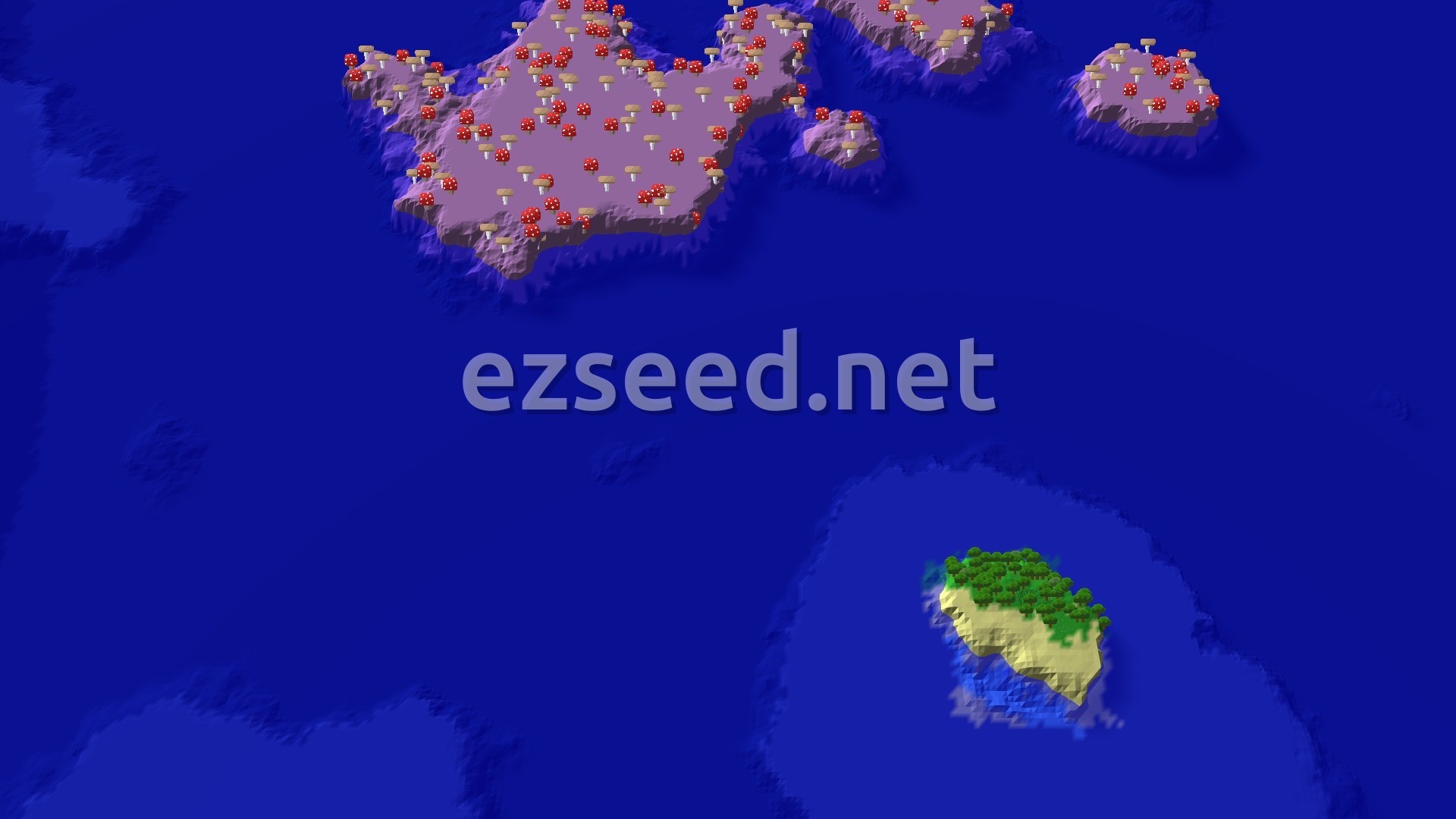 An aerial view of a Sparse Jungle biome at the edge of a Lukewarm Ocean, with other biomes visible in the distance.