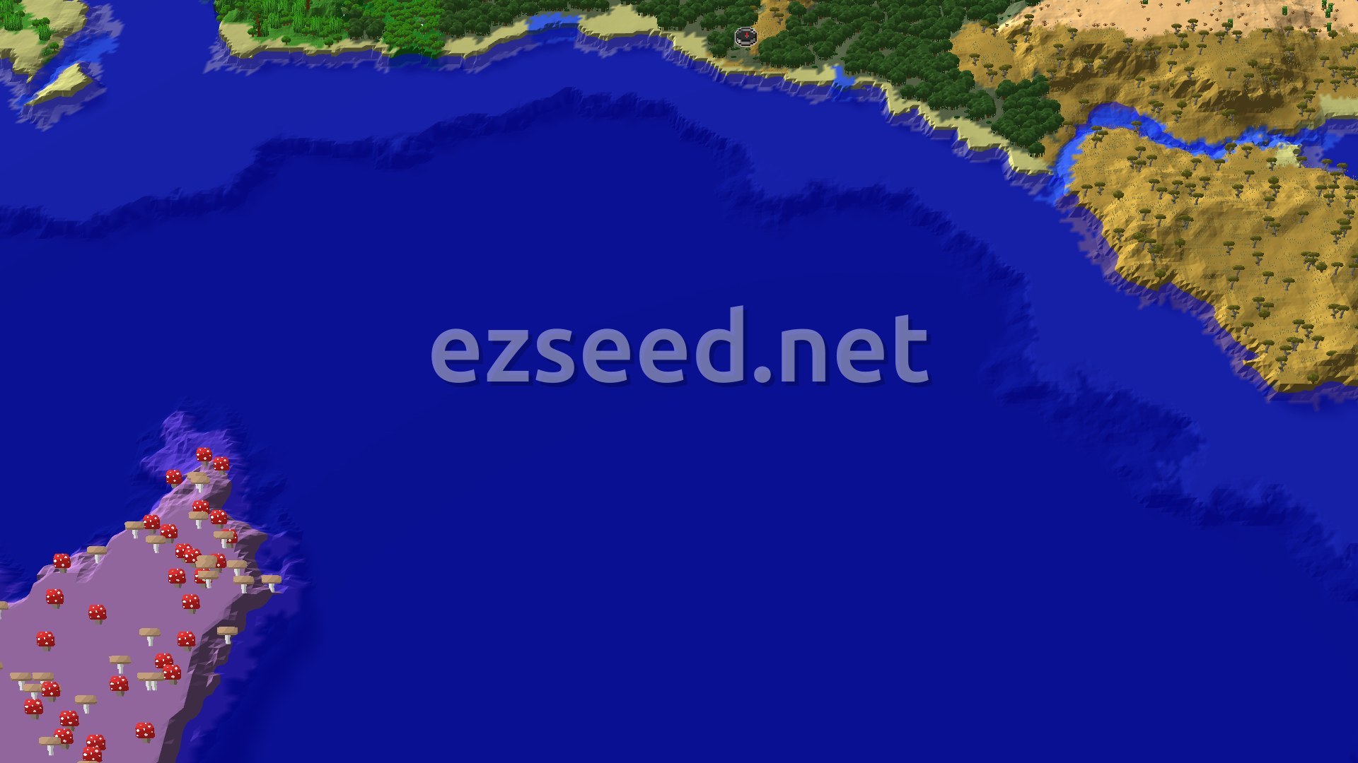 Aerial Minecraft seed map — Mangrove Swamp Spawn with Nearby Trial Chambers