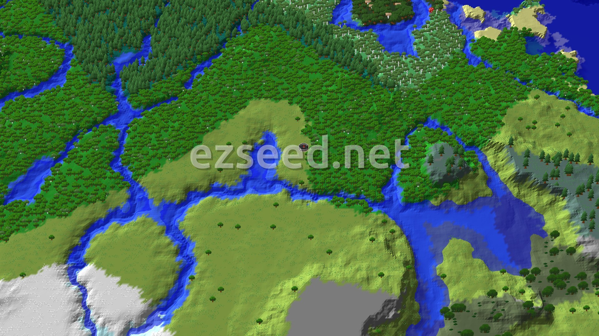 Aerial Minecraft seed map — Nether Fortress Near Spawn Portal