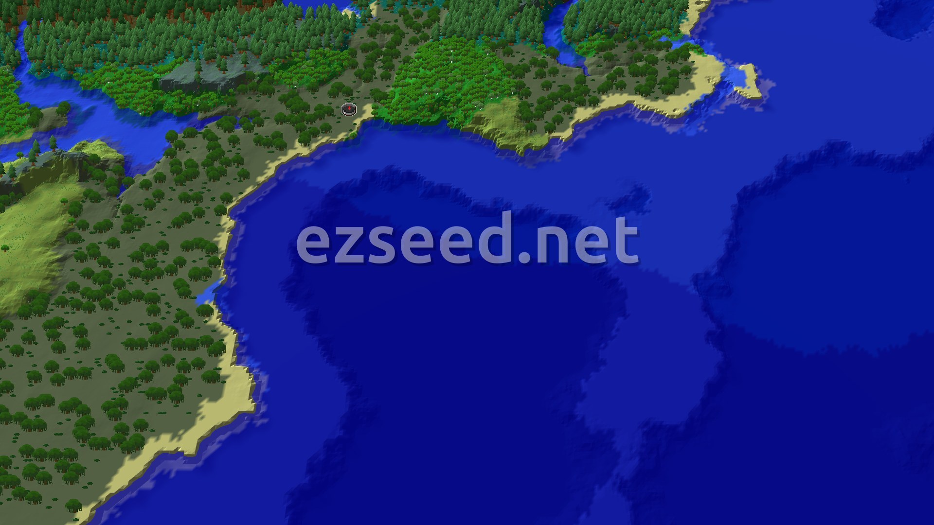 Aerial Minecraft seed map — Swamp Spawn with Nearby Trial Chambers