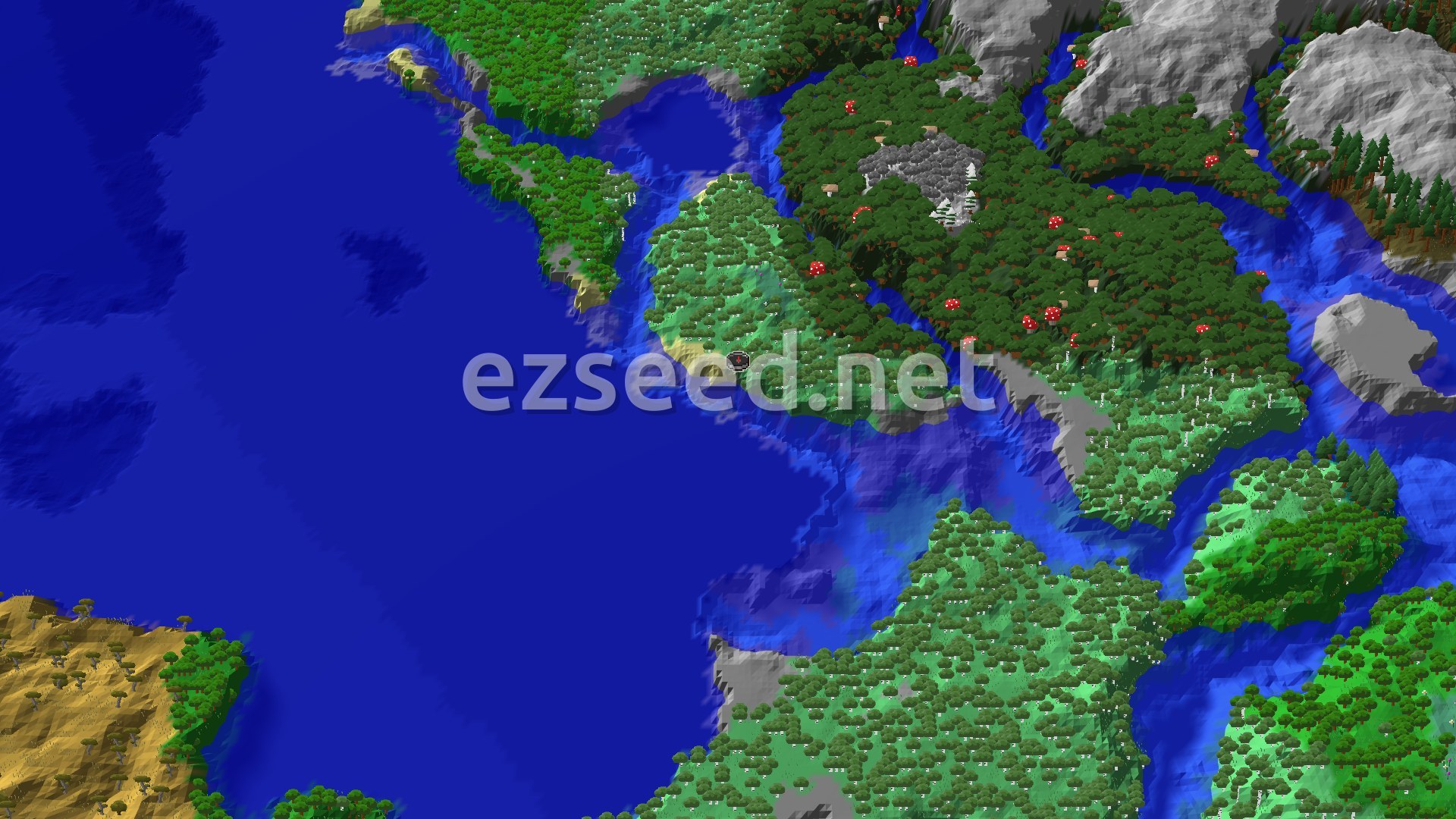 Aerial Minecraft seed map — Trial Chambers Near Dark Forest Spawn