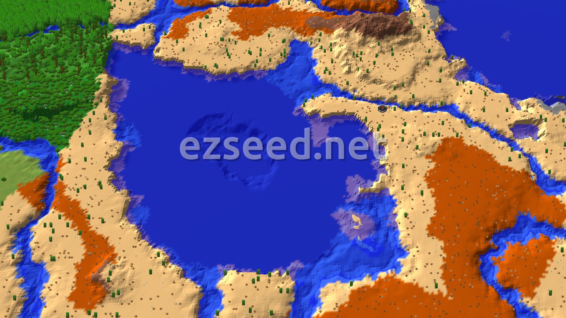 Aerial Minecraft seed map — Desert Spawn With Nearby Trial Chambers