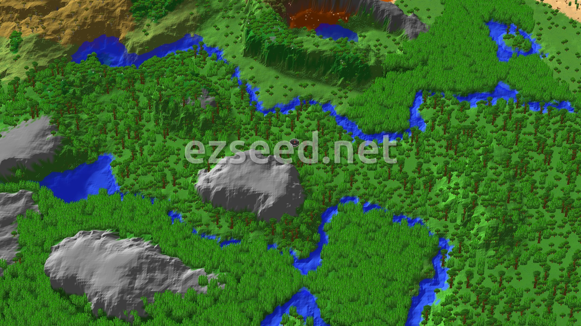 Aerial Minecraft seed map — Jungle Spawn with Nearby Ancient City