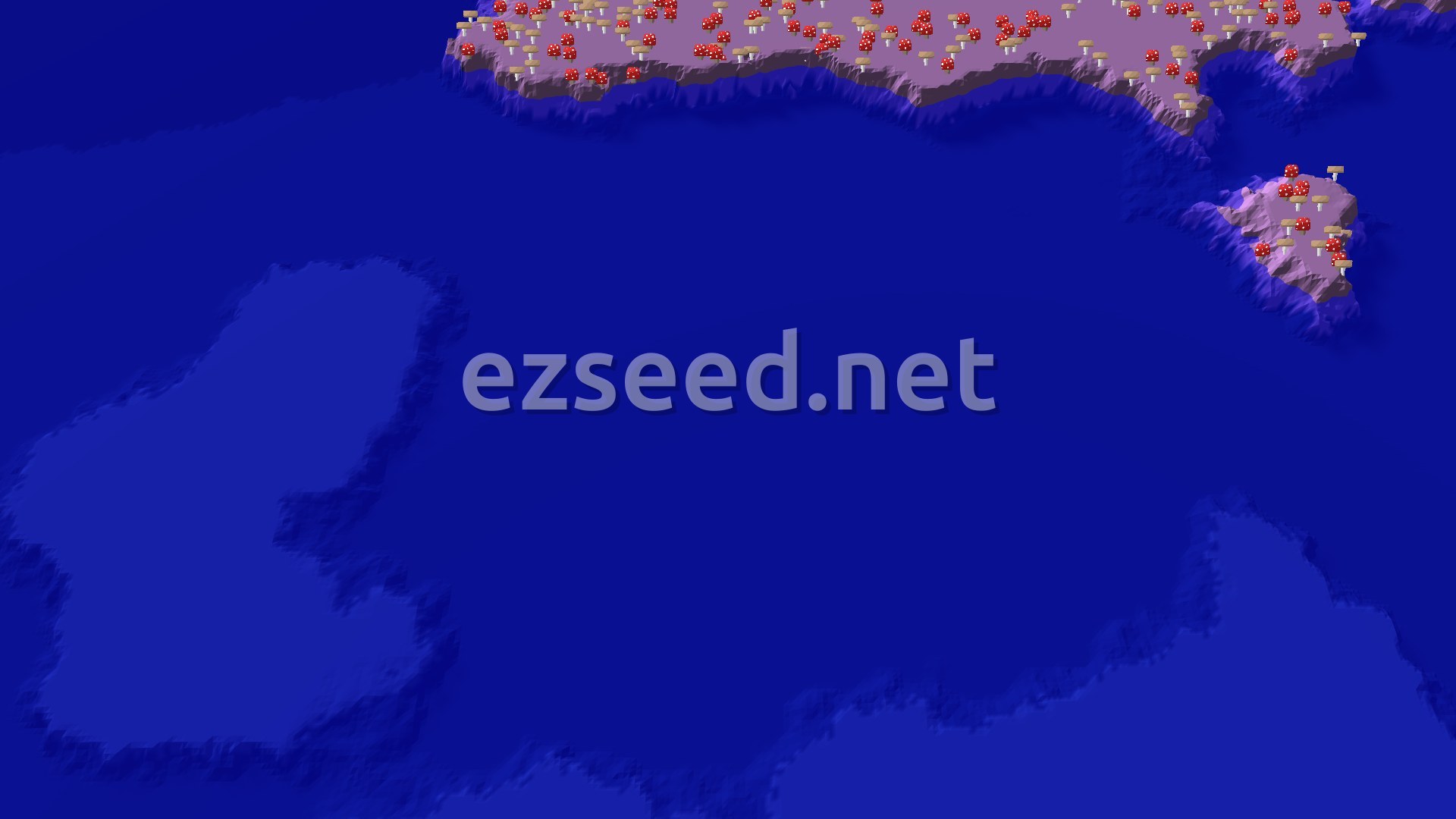 Aerial Minecraft seed map — Mushroom Fields Island with Far-Off Jungle Temple