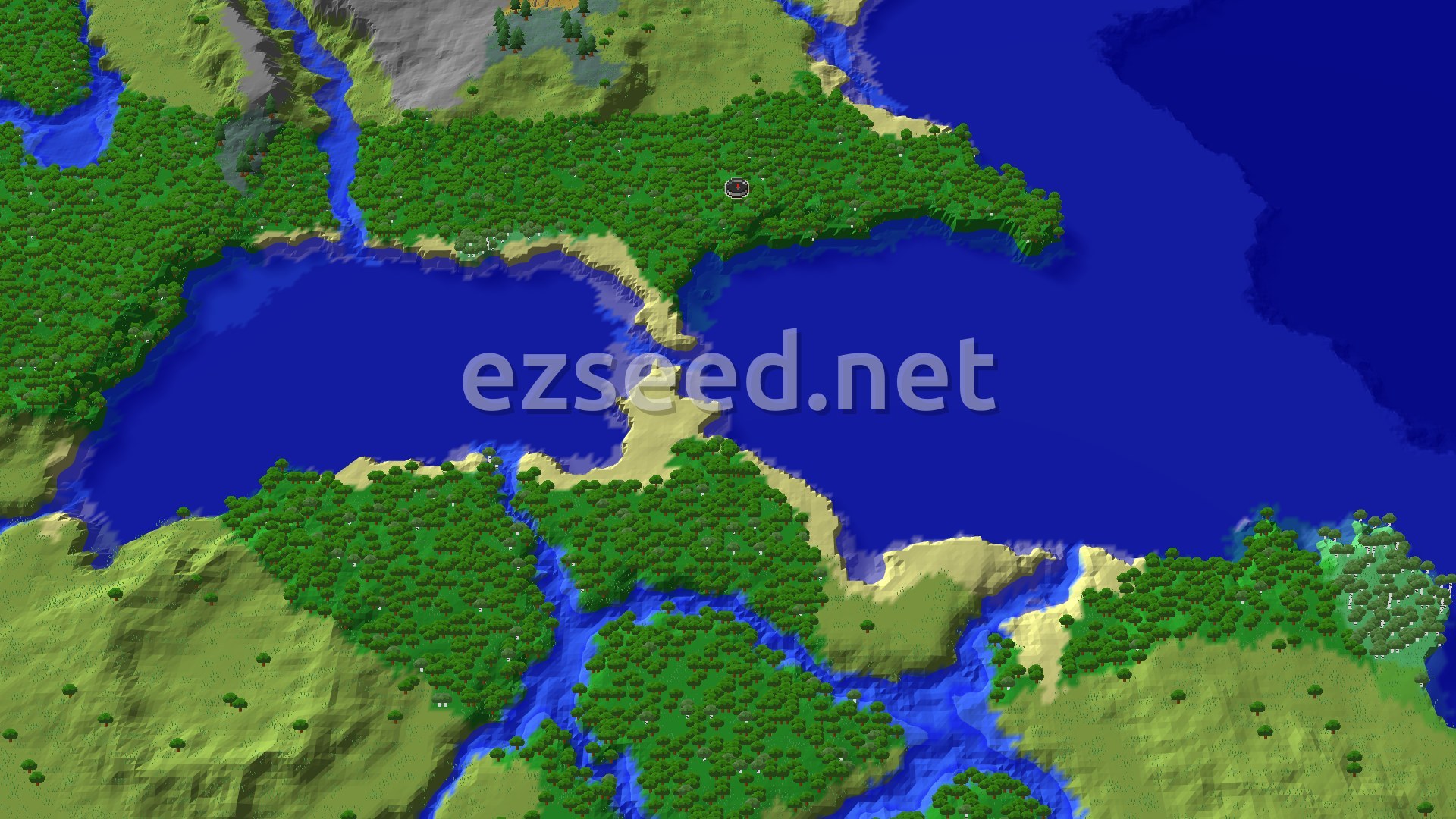 Aerial Minecraft seed map — Forest Spawn with Nearby Trial Chambers