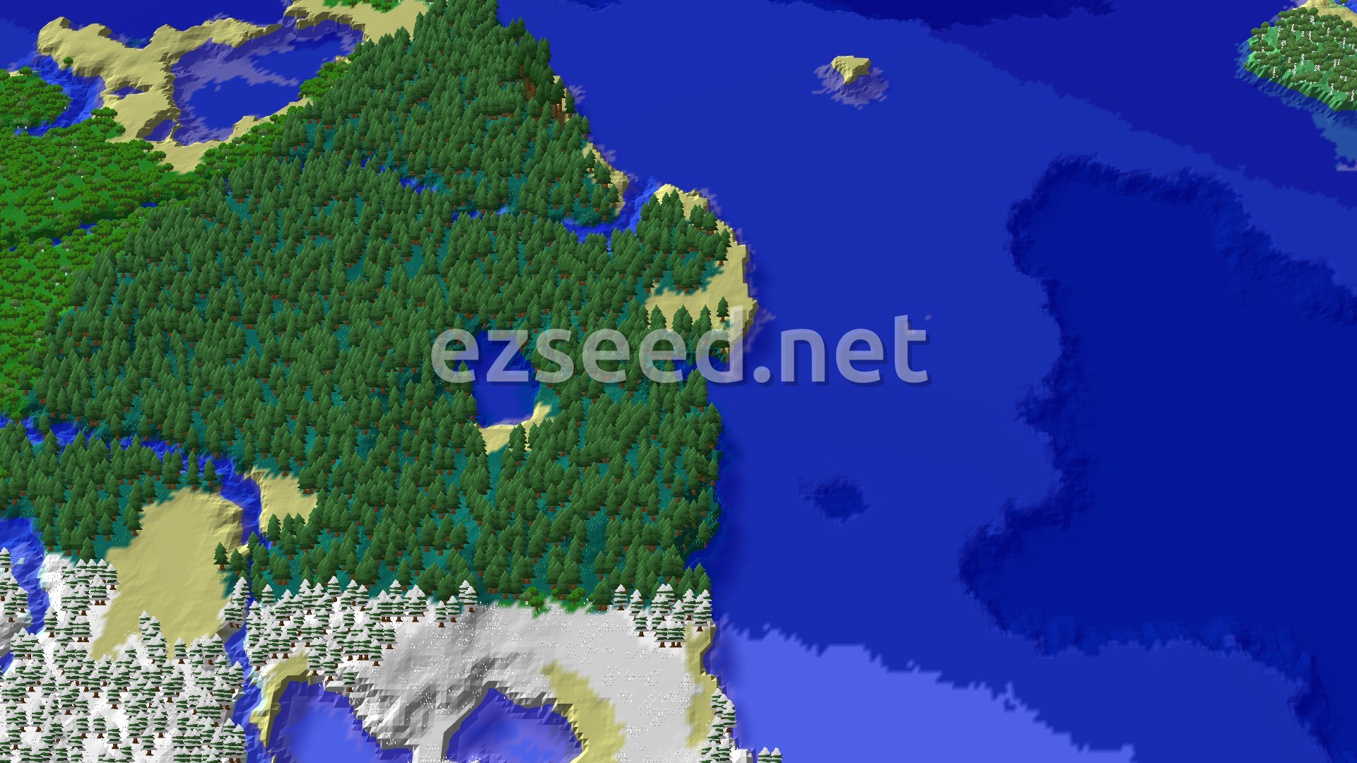 Aerial Minecraft seed map — Igloo and Village in a Snowy Taiga