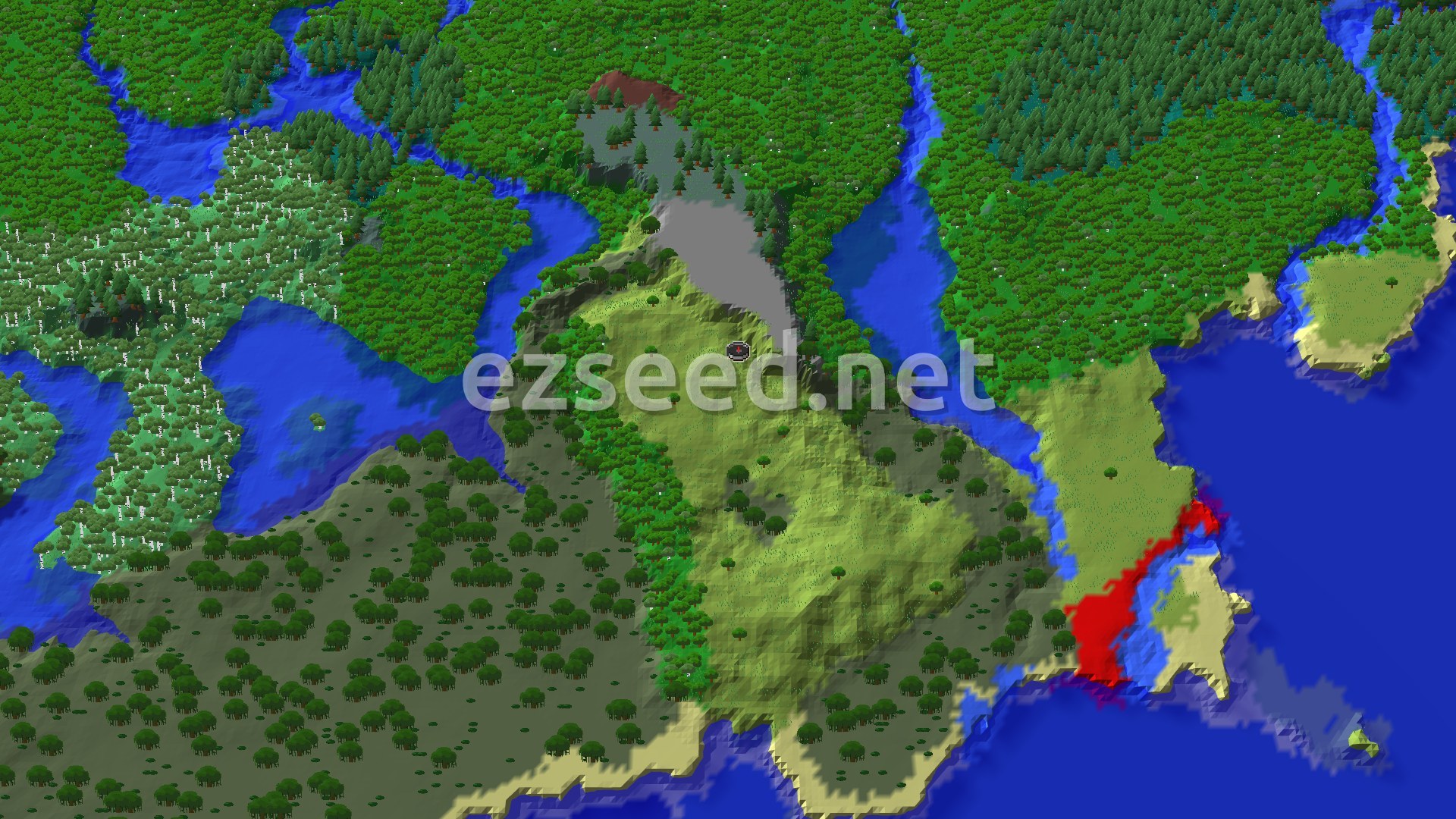 Aerial Minecraft seed map — Coastal Village in Plains