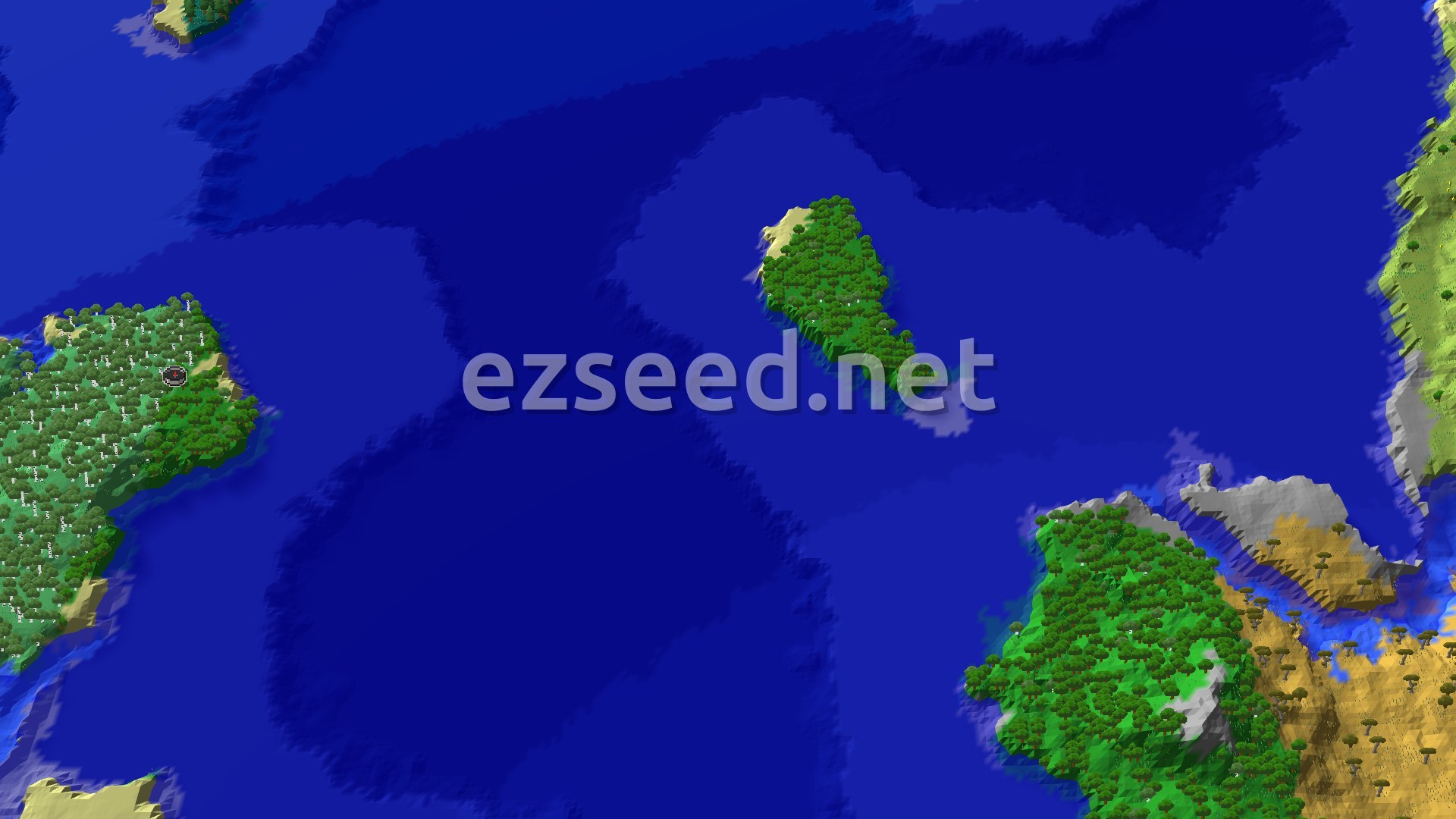 Aerial Minecraft seed map — Forest Island With Trial Chambers