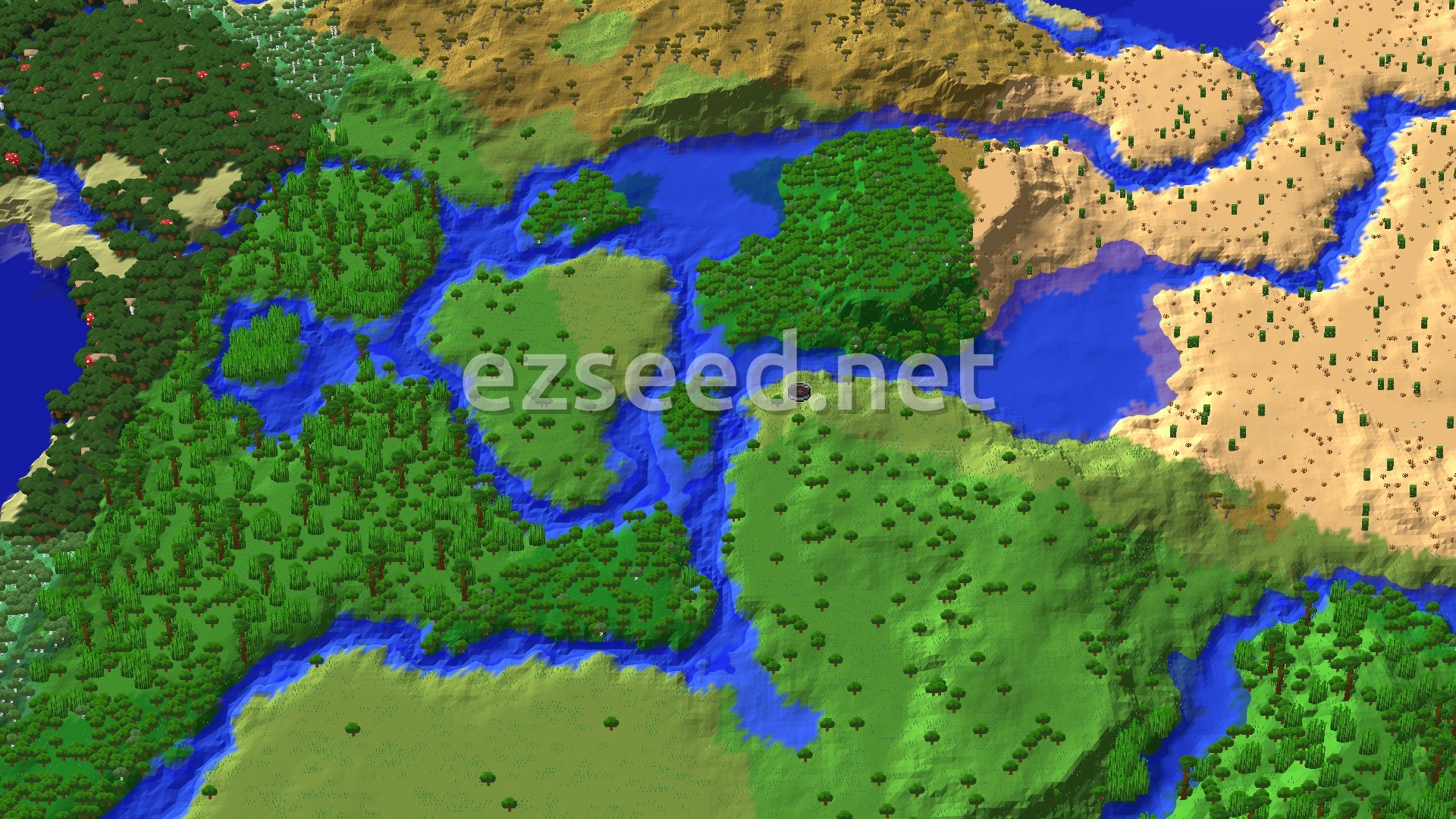 A fly-over of green plains and forest split by winding blue rivers, with tan desert and savanna to the east and north.