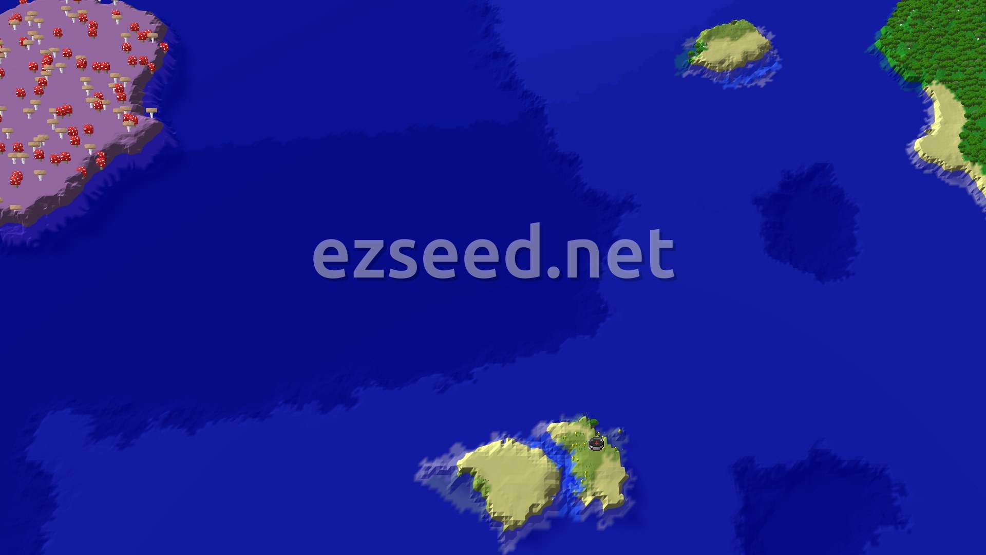 Aerial Minecraft seed map — Sunflower Plains Island with Mushroom Fields