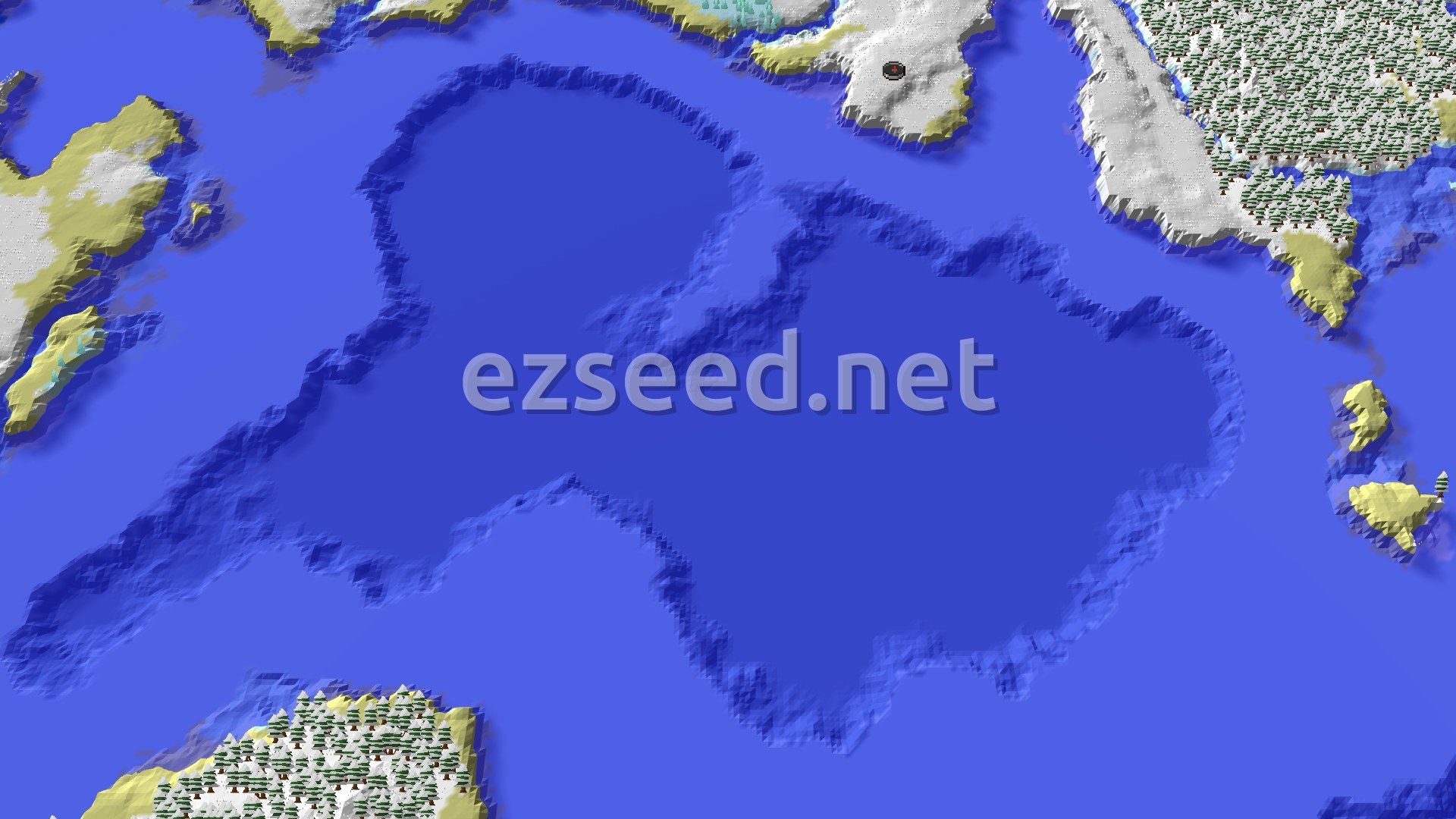 Aerial Minecraft seed map — Ice Spikes Near Frozen Ocean