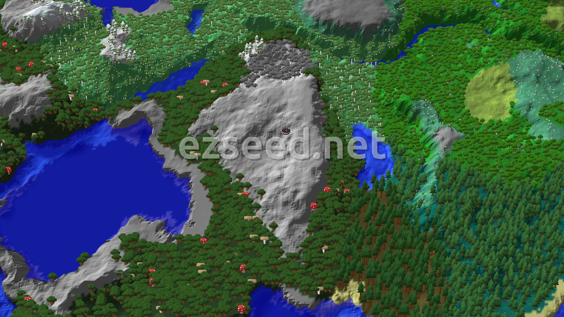 An aerial view shows a pale green Pale Garden at the center, surrounded by a dense Dark Forest and other varied terrain, including bodies of water and hills.