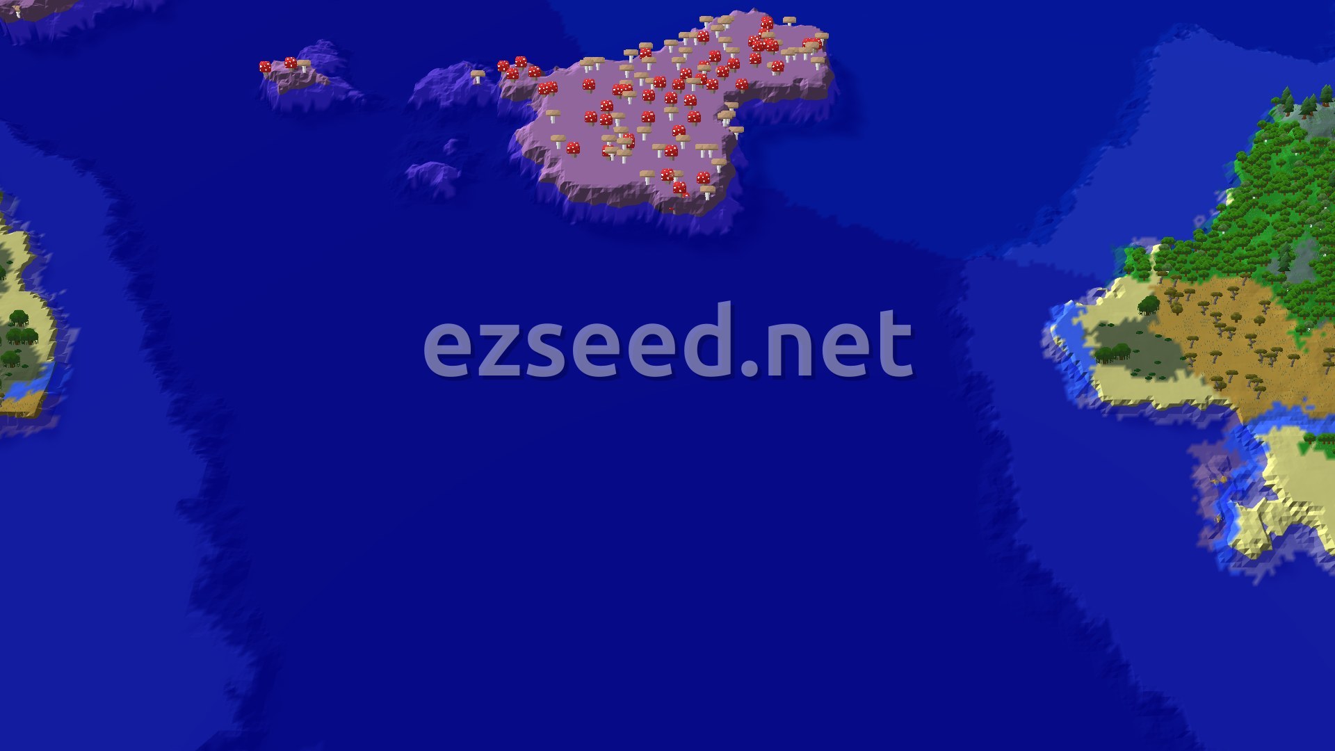 Aerial Minecraft seed map — Windswept Savanna Coast With a Swamp Hut and Ocean Ruin