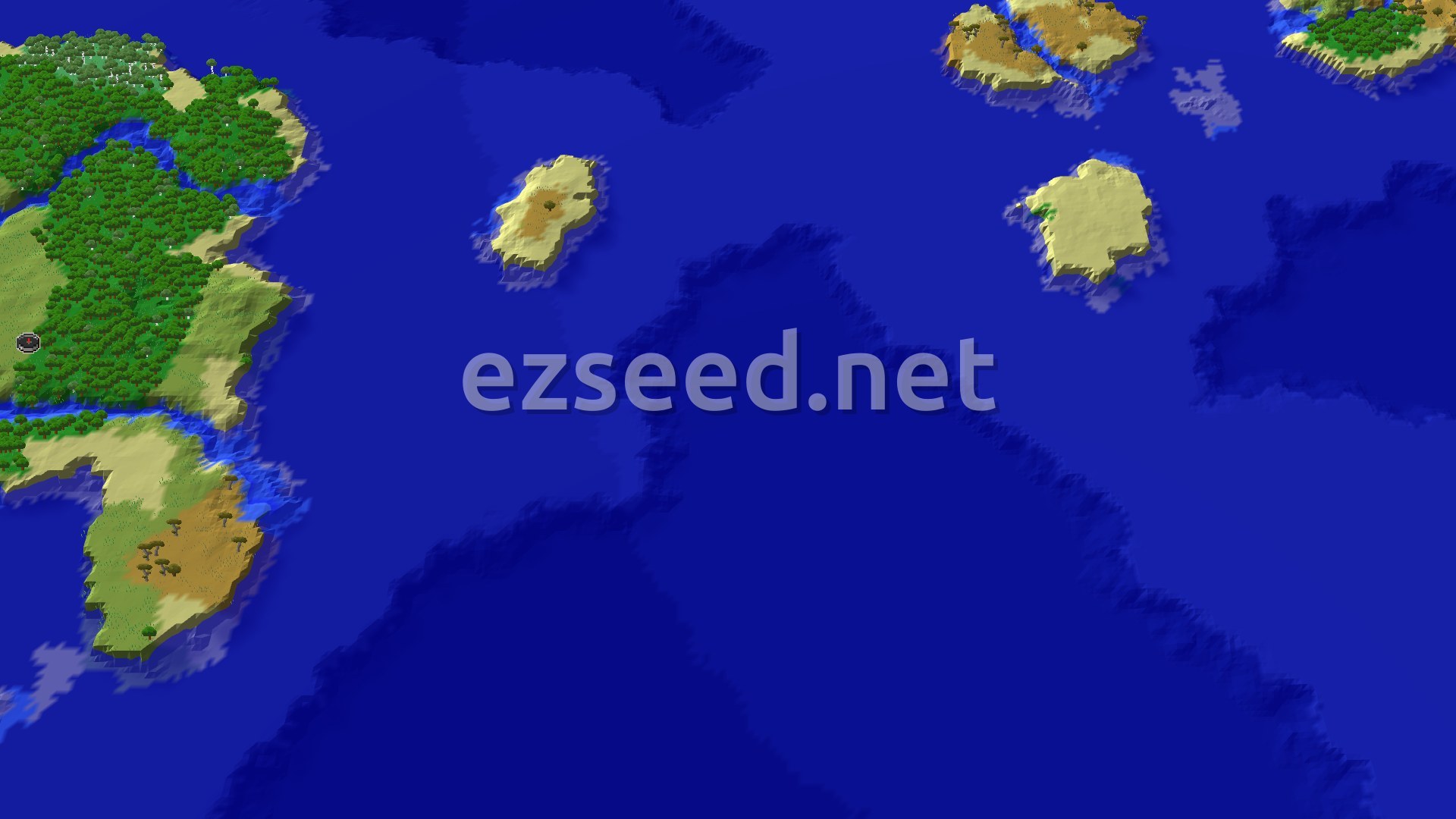 Aerial Minecraft seed map — Forest Island with a Village