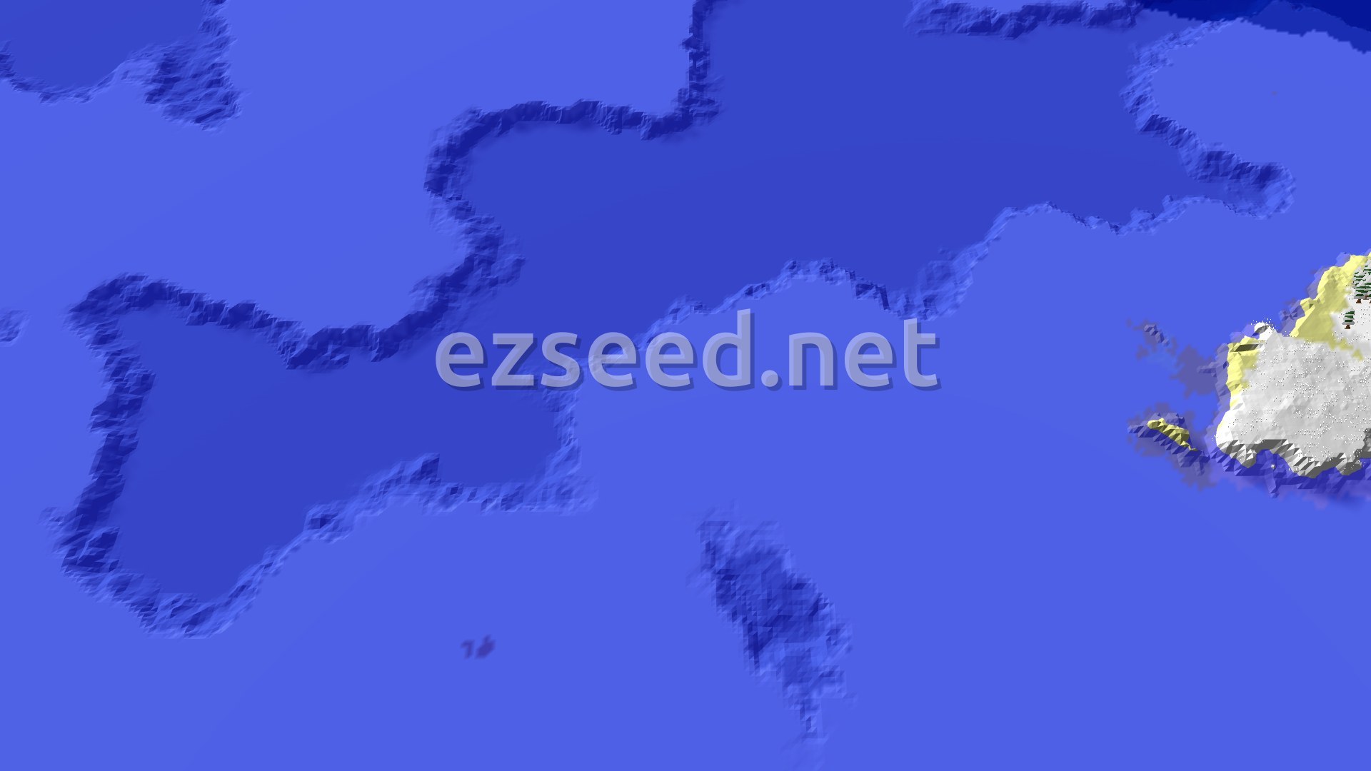Aerial Minecraft seed map — Frozen Island Survival Start in Snowy Plains