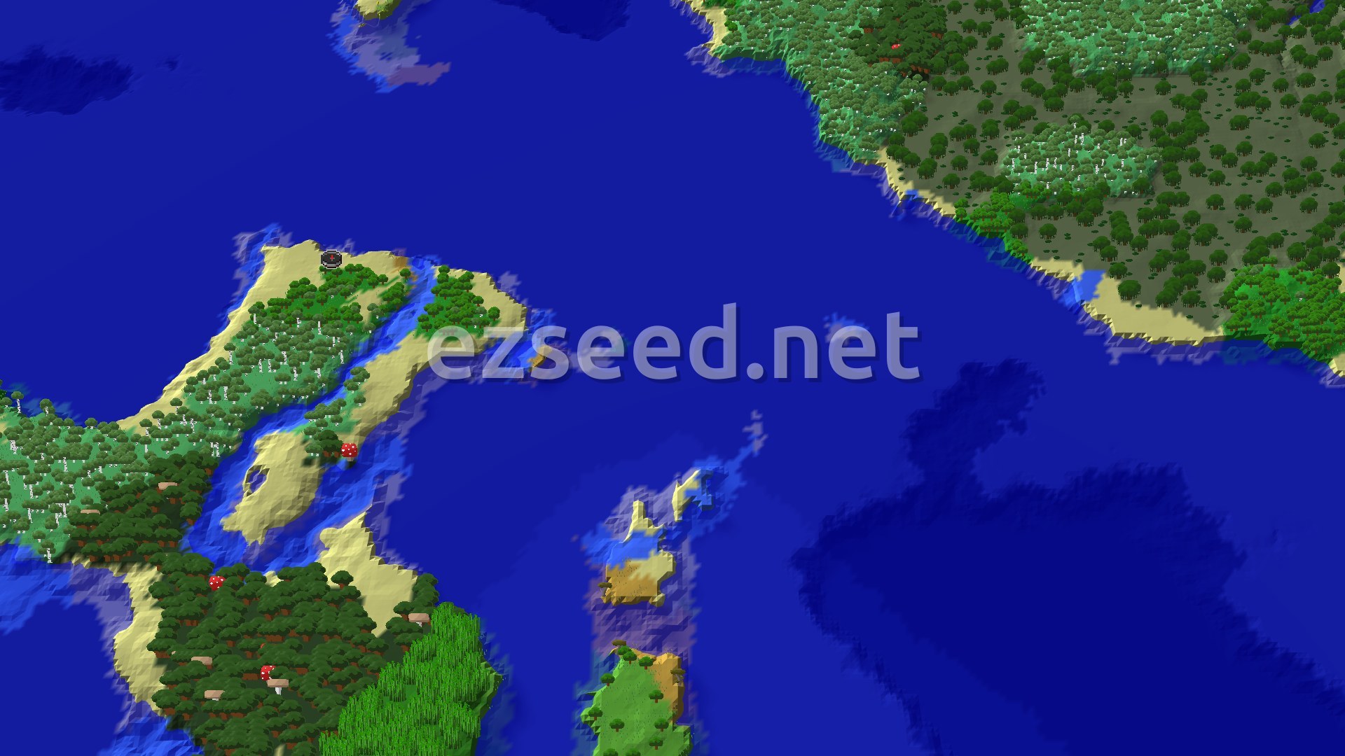 Aerial Minecraft seed map — Bamboo Jungle Island