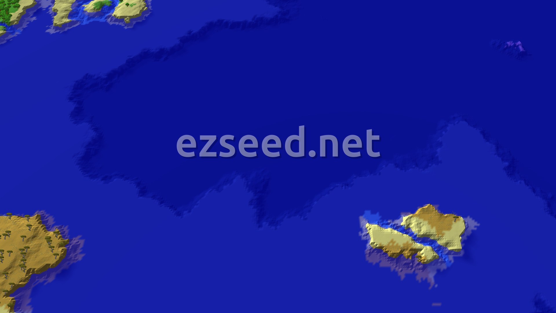 A fly-over of flat savanna with scattered acacia trees along a sandy coast, separated from small sandy islands by wide, deep blue ocean.